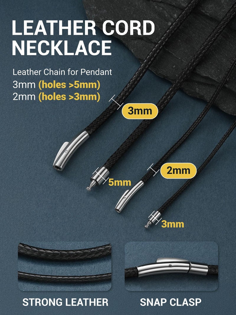 PROSTEEL Leather String Rope Necklace Chain For Men 2mm 18inch Black Leather Necklace Cord With Clasp Necklaces - Image 4